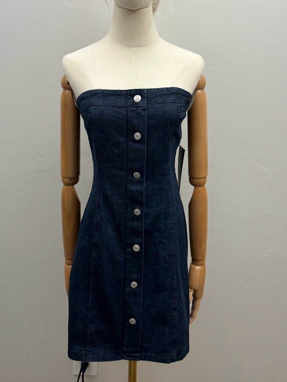 NWT Fourteen Twelve Strapless Denim Mini Dress Size M Dark Wash Jean Dress